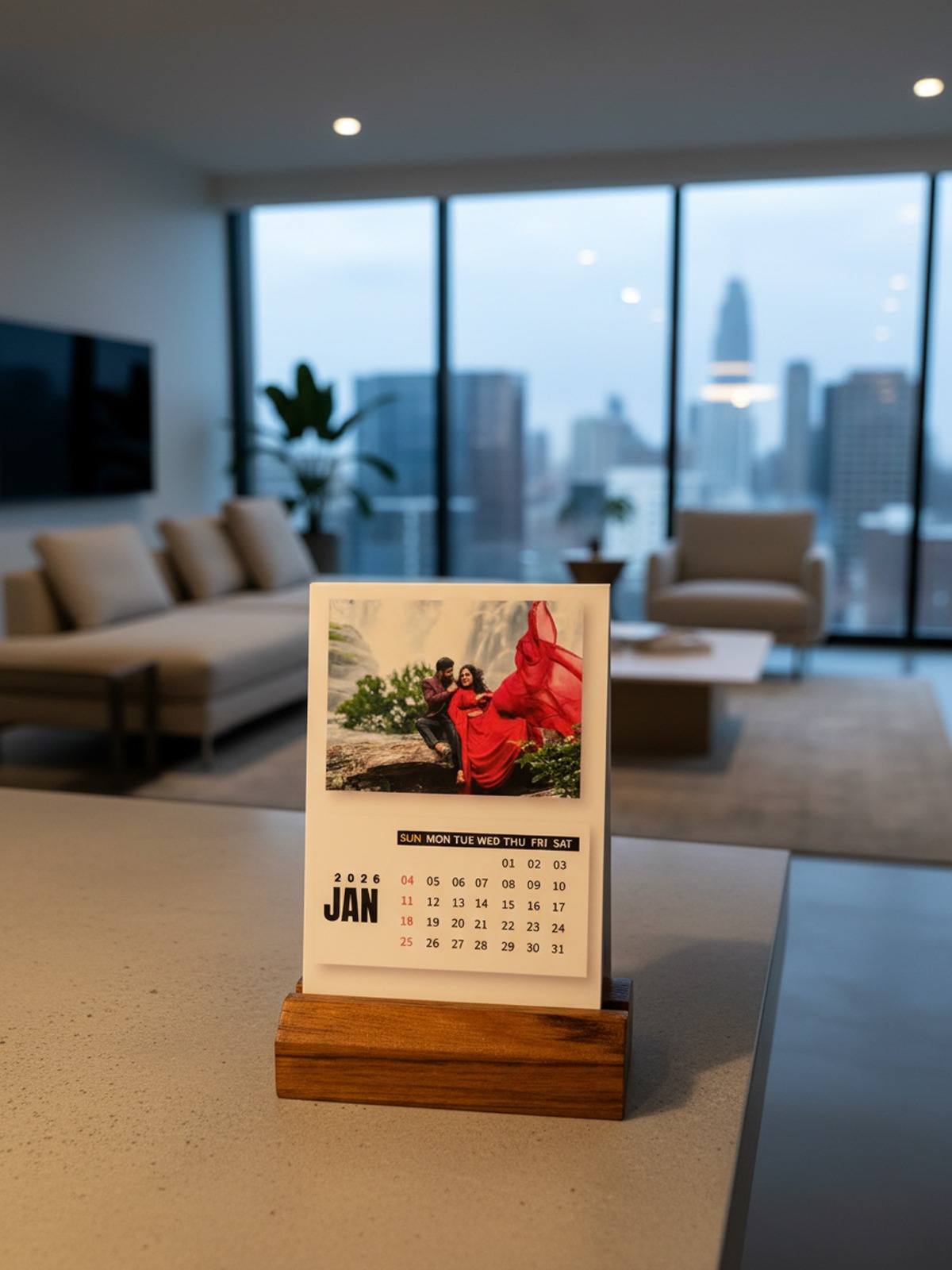 Trendy Table Calender with Wood base